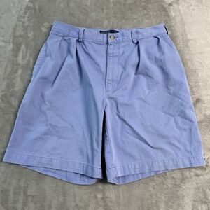 Polo Ralph Lauren Tyler Shorts 35* Blue Pleated Classic Chino Cotton Golf Preppy
